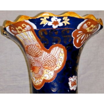 GRANDE ANTICO VASO CINESE PORCELLANA Famille Rose BLU CHINA OLD VASE CHINESE