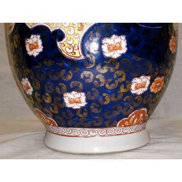 GRANDE ANTICO VASO CINESE PORCELLANA Famille Rose BLU CHINA OLD VASE CHINESE