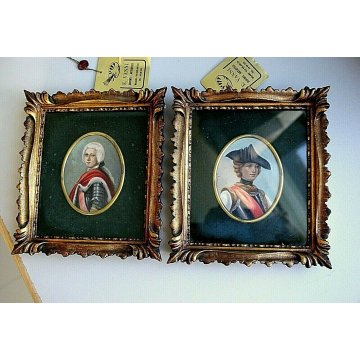 COPPIA DIPINTI MINIATURE OVALI G.Tarenzi RITRATTO GENTILUOMO DONNA ARMATURA '900