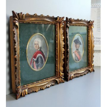 COPPIA DIPINTI MINIATURE OVALI G.Tarenzi RITRATTO GENTILUOMO DONNA ARMATURA '900