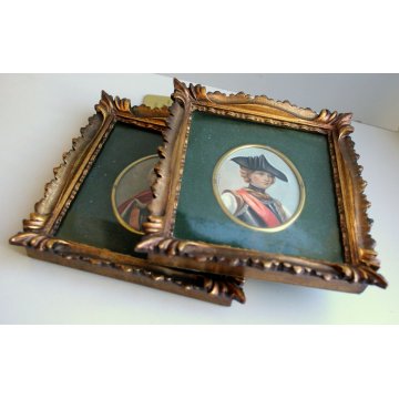 COPPIA DIPINTI MINIATURE OVALI G.Tarenzi RITRATTO GENTILUOMO DONNA ARMATURA '900