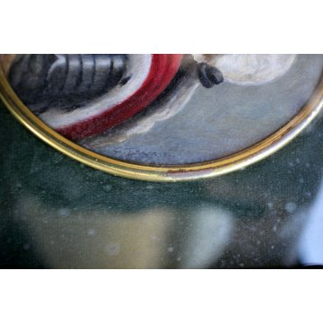 COPPIA DIPINTI MINIATURE OVALI G.Tarenzi RITRATTO GENTILUOMO DONNA ARMATURA '900