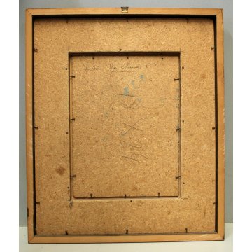 DIPINTO OLIO TAVOLA Vecchi "La calura" MARINA POPPA BARCHE ORMEGGIATE LAGO '900