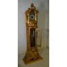 OROLOGIO PENDOLO DA TERRA BAROCCO LACCATO DORATO SCOLPITO FLOREALE 3 PESI OTTONE