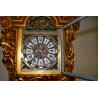 OROLOGIO PENDOLO DA TERRA BAROCCO LACCATO DORATO SCOLPITO FLOREALE 3 PESI OTTONE