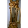 OROLOGIO PENDOLO DA TERRA BAROCCO LACCATO DORATO SCOLPITO FLOREALE 3 PESI OTTONE