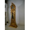OROLOGIO PENDOLO DA TERRA BAROCCO LACCATO DORATO SCOLPITO FLOREALE 3 PESI OTTONE