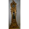 OROLOGIO PENDOLO DA TERRA BAROCCO LACCATO DORATO SCOLPITO FLOREALE 3 PESI OTTONE