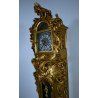 OROLOGIO PENDOLO DA TERRA BAROCCO LACCATO DORATO SCOLPITO FLOREALE 3 PESI OTTONE