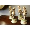 SET 4 PUTTI QUATTRO STAGIONI CERAMICA BISCUIT CAPODIMONTE DIPINTE A MANO 900 OLD