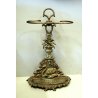 ANTICO PORTAOMBRELLI CIGNO BRONZO PATINA ROBUSTO DECORO BASSORILIEVO MIDCENTURY
