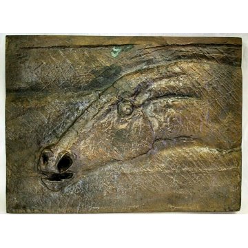 FORMELLA BASSORILIEVO BRONZO FIRMATA Bruno Cassinari CAVALLO ARTE MODERNA ITALIA