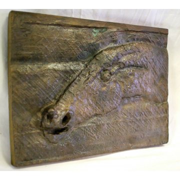 FORMELLA BASSORILIEVO BRONZO FIRMATA Bruno Cassinari CAVALLO ARTE MODERNA ITALIA