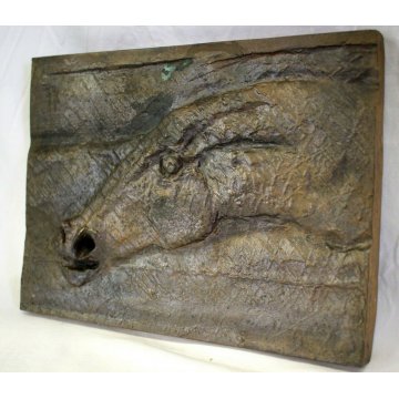 FORMELLA BASSORILIEVO BRONZO FIRMATA Bruno Cassinari CAVALLO ARTE MODERNA ITALIA