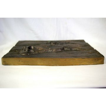 FORMELLA BASSORILIEVO BRONZO FIRMATA Bruno Cassinari CAVALLO ARTE MODERNA ITALIA