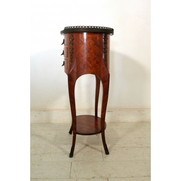 ANTICO COMODINO FRANCESE OVALE NAPOLEONE III 3 CASSETTI RIGHIERINA BOIS DE ROSE