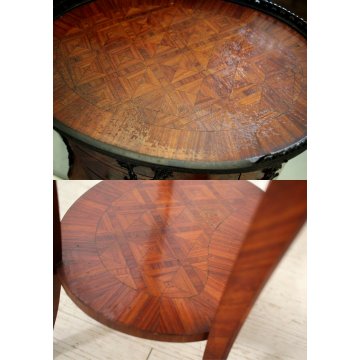 ANTICO COMODINO FRANCESE OVALE NAPOLEONE III 3 CASSETTI RIGHIERINA BOIS DE ROSE