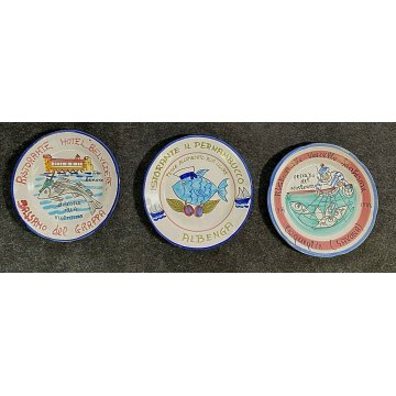 9 PIATTI BUON RICORDO CERAMICA decorati ristorante Ceramiche Solimene Vietri 