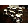 SERVIZIO CAFFE' PORCELLANA Sevres 6pers DECORO FIORI ORO ZECCHINO VINTAGE 50/60s