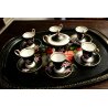 SERVIZIO CAFFE' PORCELLANA Sevres 6pers DECORO FIORI ORO ZECCHINO VINTAGE 50/60s