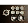 SERVIZIO CAFFE' PORCELLANA Sevres 6pers DECORO FIORI ORO ZECCHINO VINTAGE 50/60s