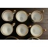 SERVIZIO CAFFE' PORCELLANA Sevres 6pers DECORO FIORI ORO ZECCHINO VINTAGE 50/60s