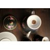 SERVIZIO CAFFE' PORCELLANA Sevres 6pers DECORO FIORI ORO ZECCHINO VINTAGE 50/60s