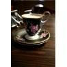 SERVIZIO CAFFE' PORCELLANA Sevres 6pers DECORO FIORI ORO ZECCHINO VINTAGE 50/60s