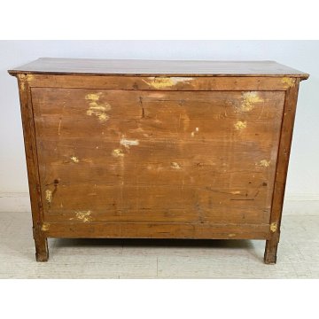 ANTICO COMO LUIGI XV 1800 LEGNO RADICA NOCE LASTRONATO 4 CASSETTI CASSETTONE OLD