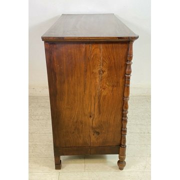 ANTICO COMO LUIGI XV 1800 LEGNO RADICA NOCE LASTRONATO 4 CASSETTI CASSETTONE OLD