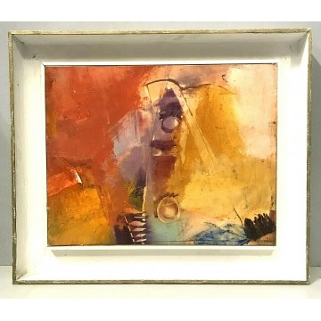 QUADRO DIPINTO OLIO Osvaldo Provvidone ASTRATTO ARANCIONE GIALLO BIANCO 50/60