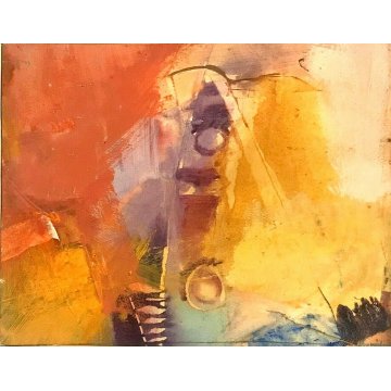 QUADRO DIPINTO OLIO Osvaldo Provvidone ASTRATTO ARANCIONE GIALLO BIANCO 50/60