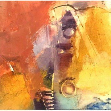 QUADRO DIPINTO OLIO Osvaldo Provvidone ASTRATTO ARANCIONE GIALLO BIANCO 50/60