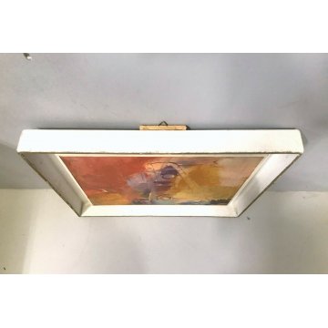 QUADRO DIPINTO OLIO Osvaldo Provvidone ASTRATTO ARANCIONE GIALLO BIANCO 50/60