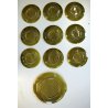 SET 10 PIATTI CERAMICA SMALTATA DECORO RILIEVO VERDE Castelli Loira GIEN FRANCE