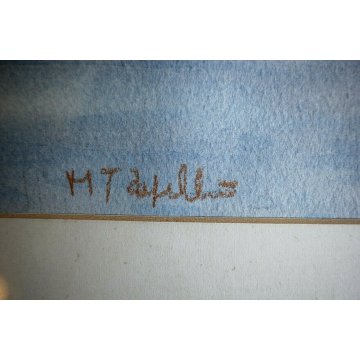 DIPINTO ACQUERELLO Isola Bella Borromeo STRESA VEDUTA LAGO MAGGIORE FIRMATO '900