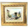 ANTICO QUADRO DIPINTO OLIO TAVOLA R. ICARDI LIGURIA NATURA FIORI EPOCA OLD