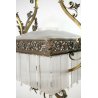 LAMPADARIO LIBERTY SOSPENSIONE OTTONE VETRO OPALINO FOGLIE MASCHERONI CANNUCCE 