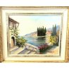 ANTICO QUADRO DIPINTO OLIO TAVOLA R. ICARDI LIGURIA NATURA FIORI EPOCA OLD