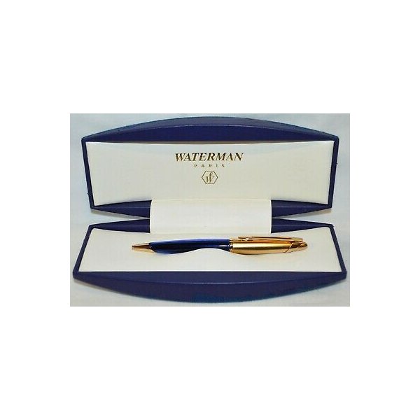 WATERMAN EDSON Penna Sfera BLU ZAFFIRO & ORO NEW BALLPOINT PEN COLLEZIONE  RARA