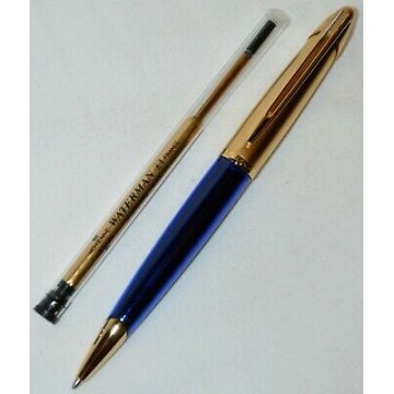 WATERMAN EDSON Penna Sfera BLU ZAFFIRO & ORO NEW BALLPOINT PEN COLLEZIONE RARA