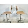COPPIA SGABELLI DESIGN ANNI 70 GIREVOLI ALTEZZA REGOLABILE LEGNO METALLO VINTAGE