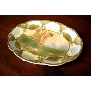 ANTICO PIATTO CERAMICA OVALE Serpentina Richard-Ginori LIBERTY ART NOUVEAU PLATE