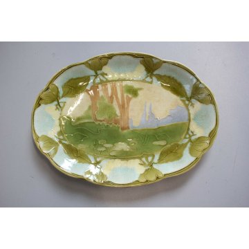 ANTICO PIATTO CERAMICA OVALE Serpentina Richard-Ginori LIBERTY ART NOUVEAU PLATE