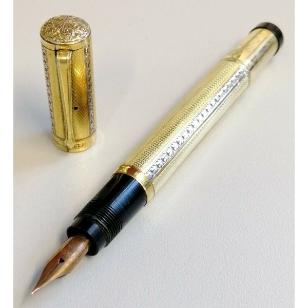 WATERMAN IDEAL Antica Penna Stilografica RETRATTILE Safety ORO 18k