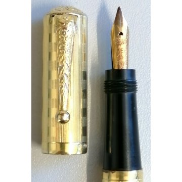 ANTICA PENNA RETRATTILE Stilografica Pubblicità CARAMELLE ROMA Safety ORO 18k.r.