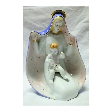 ANTICA SCULTURA Cristal Ceramica Ronzan MADONNA BAMBINO MATERNITA' ITALIA TORINO