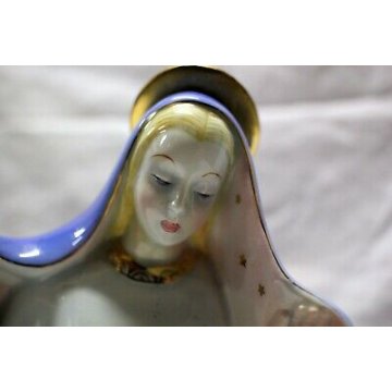 ANTICA SCULTURA Cristal Ceramica Ronzan MADONNA BAMBINO MATERNITA' ITALIA TORINO