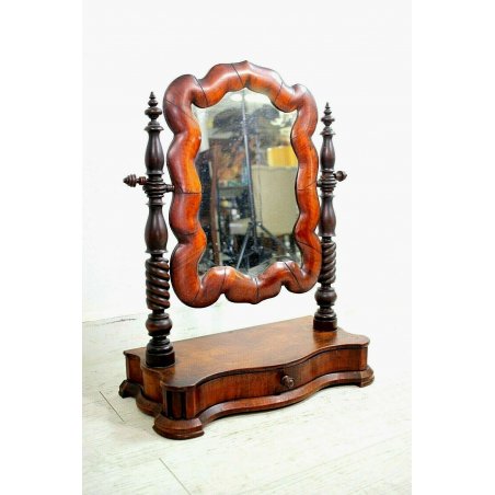 ANTICA PSICHE SPECCHIO SPECCHIERA NOCE TORNITO CASSETTO IMPERO BIEDERMEIER '800
