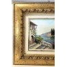 ANTICO QUADRO DIPINTO OLIO TAVOLA R. ICARDI LIGURIA NATURA FIORI EPOCA OLD